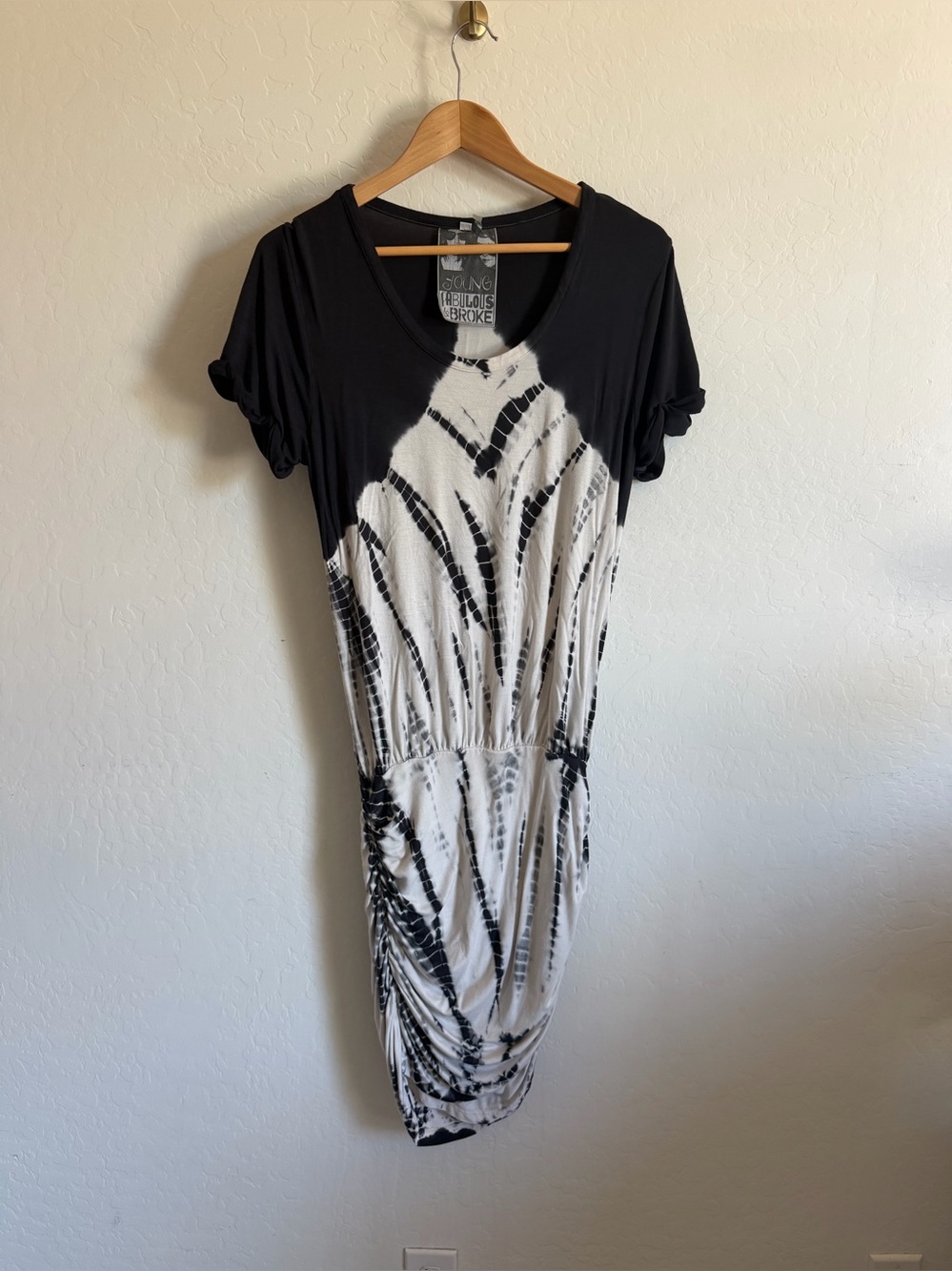 Young Fabulous & Broke Black & White Tie-Dye Midi Dress S